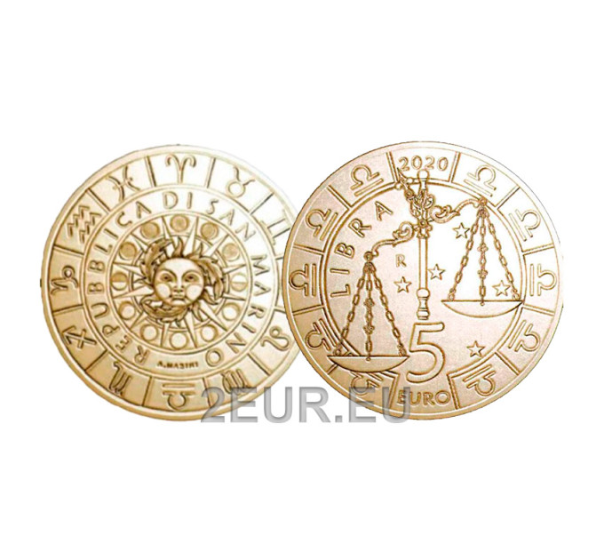 San Marino 5 euro UNC 2020 - "Sterrenbeelden - Weegschaal"