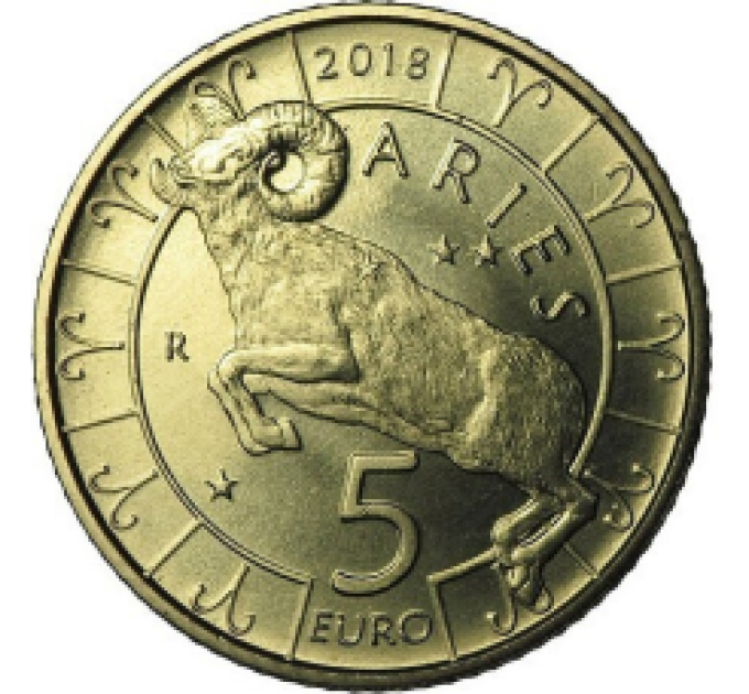 San Marino 5 euro UNC 2018 - "Zodiac Ram"