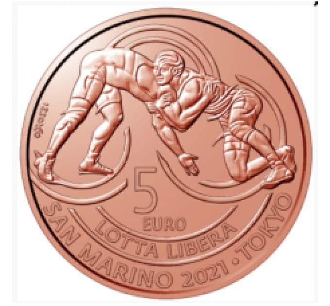 San Marino 5 euro UNC 2021 - "Overwinning in freestyle worstelen in Tokio"