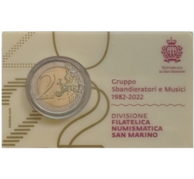 San Marino 2 EURO BU 2022 - 40-jarig jubileum van de Groep Vlaggenzwaaiers en Muzikanten