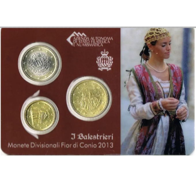 San Marino BU 2013 - 10 Cent + 50 Cent + 1 Euro