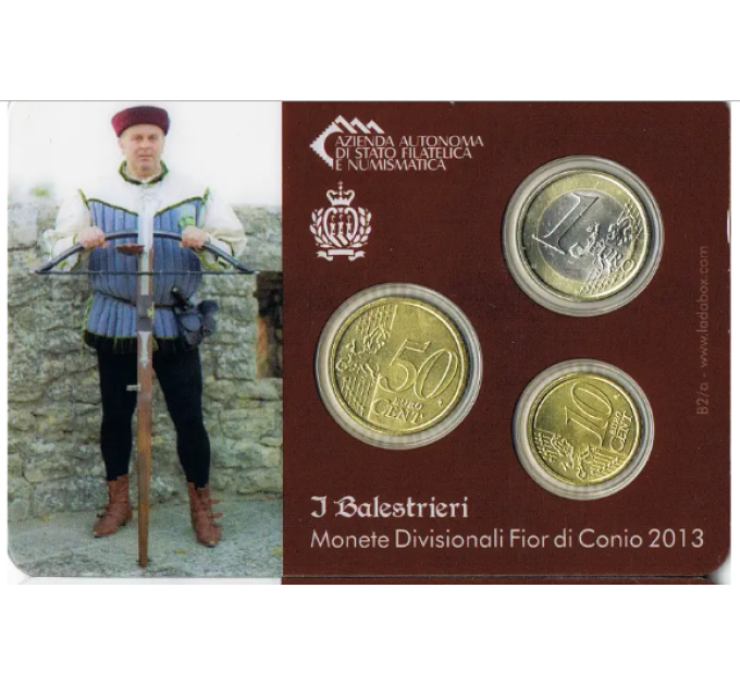 San Marino BU 2013 - 10 Cent + 50 Cent + 1 Euro