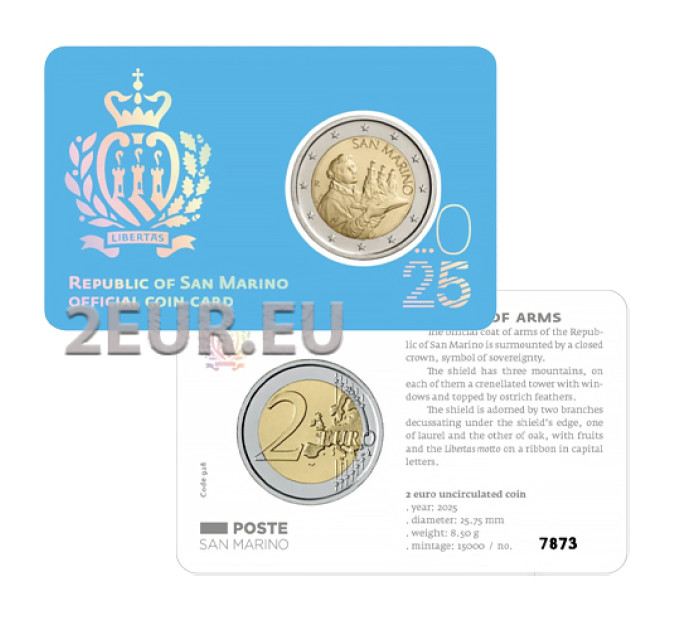 San Marino 2 EURO BU 2025 - Wapen van de Republiek San Marino