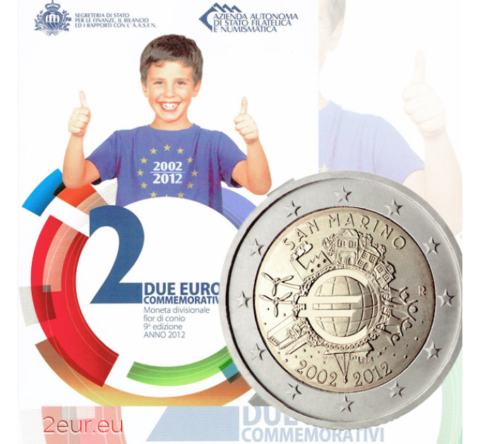 San Marino 2 euro BU 2012 - 10 jaar Euro Cash