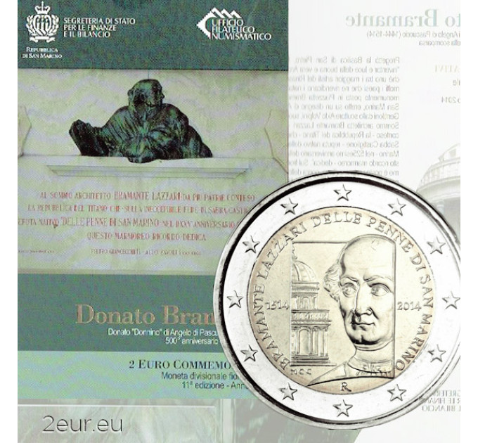 San Marino 2 euro BU 2014 - 500ste verjaardag sinds de dood van Donato Bramante