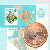 San Marino 2019 - 1€ BU C/C №3 + Stamp San Marino 2019 - 1€ BU C/C №3 + Stamp