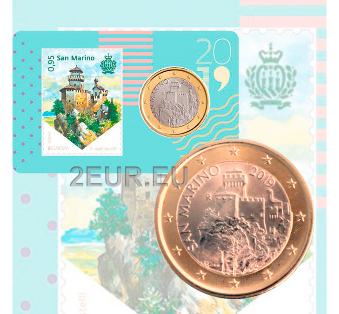 San Marino 2019 - 1€ BU C/C №3 + Stamp