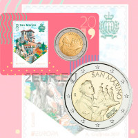 San Marino 2019 - 2€ BU C/C №4 + Stamp San Marino 2019 - 2€ BU C/C №4 + Stamp