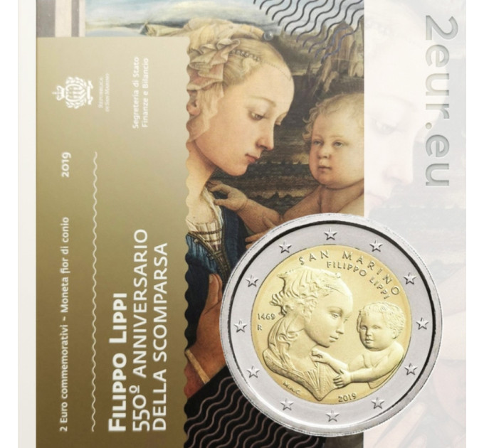 San Marino 2 euro BU 2019 - 550e sterfdag van Filippo Lippi