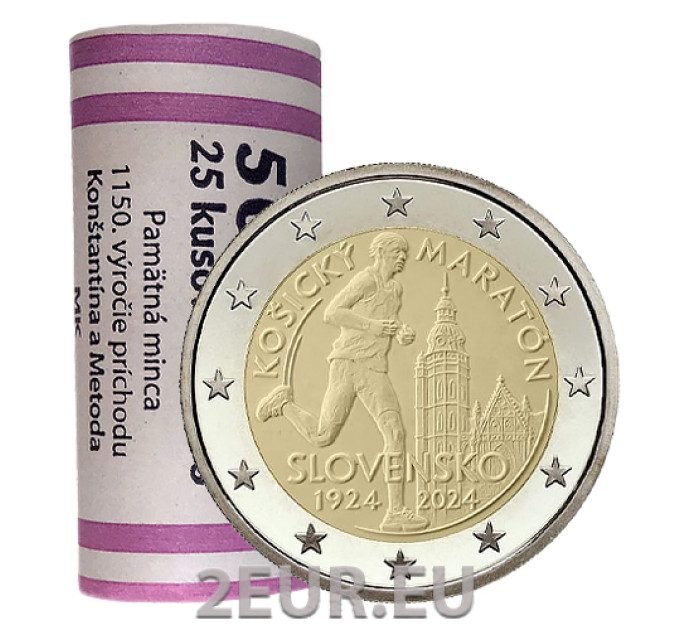 Slowakije 2 euro UNC rollen 2024 - Internationale marathon in Kosice