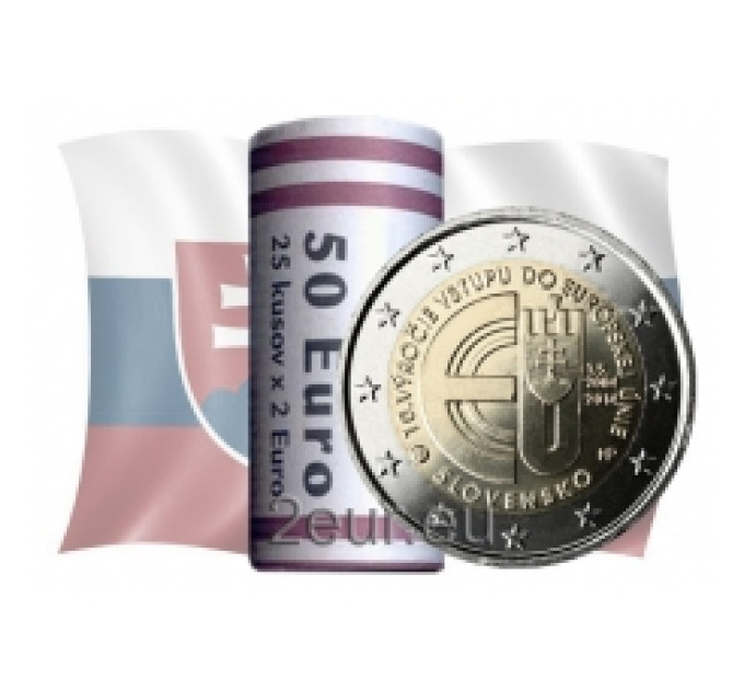 Slowakije 2 euro UNC rollen 2014 -10 jaar Slowaaks lidmaatschap van de EU