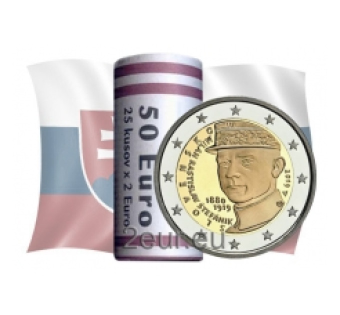 Slowakije 2 euro UNC rollen 2019 - 100e verjaardag van de dood van Milan Rostislav Stefanik