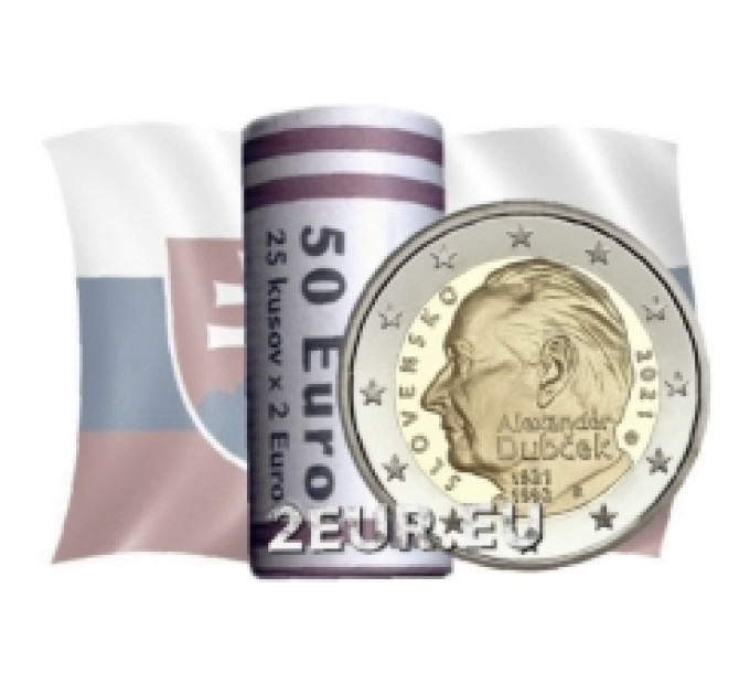 Slowakije 2 euro UNC rollen 2021 - 100ste verjaardag van de geboorte van Alexander Dubchek