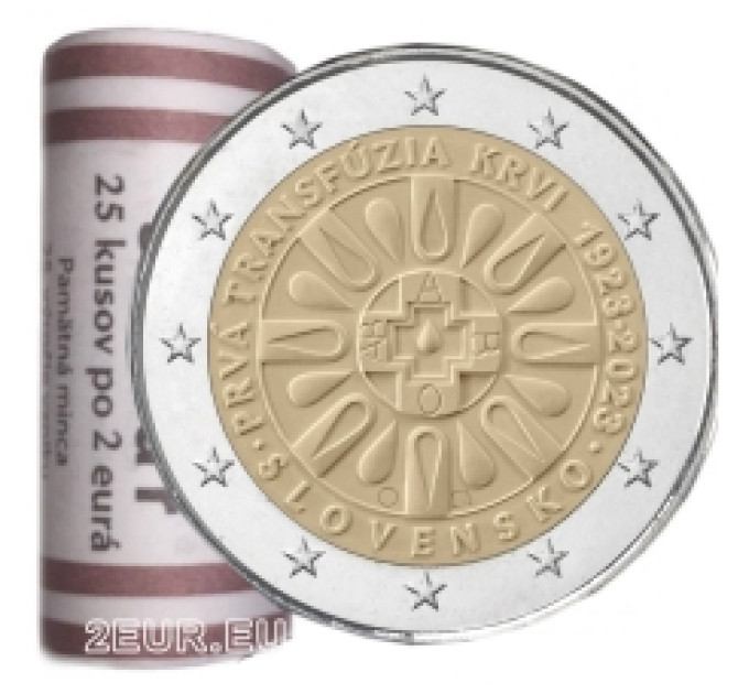 Slowakije 2 euro UNC rollen 2023 - 100ste verjaardag van de eerste bloedtransfusie in Slowakije
