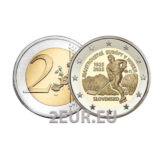 Slowakije 2 euro UNC 2025 - 100 jaar van het eerste Europese ijshockeykampioenschap