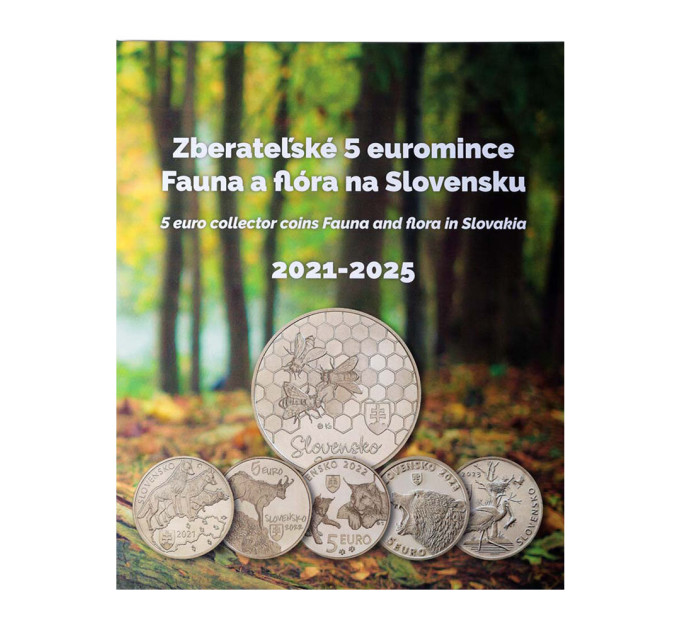 Slowakije 5 euro UNC 2021 - 2025 - Fauna en Flora in Slowakije + Album