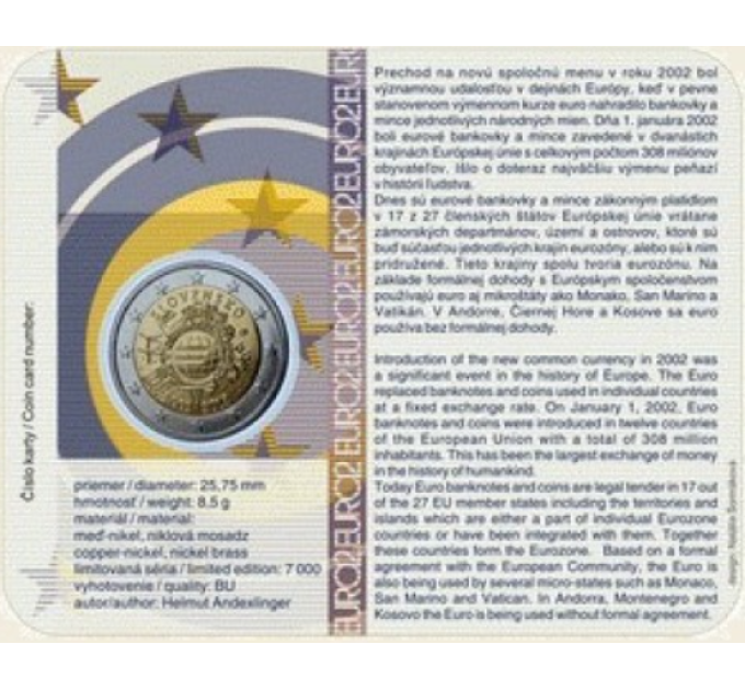 Slovakia 2 euro BU 2012 -  10 jaar eurocontant geld