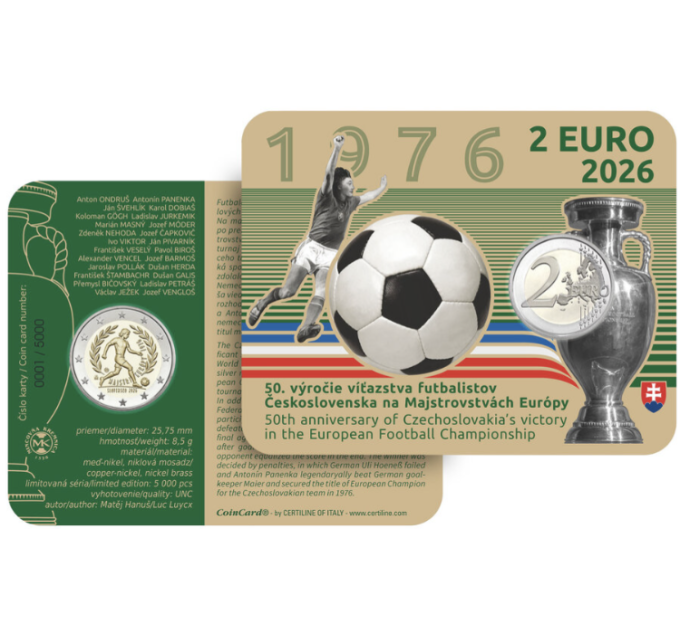 Slowakije 2 euro BU 2026 - UEFA Europees Kampioenschap voetbal 1976