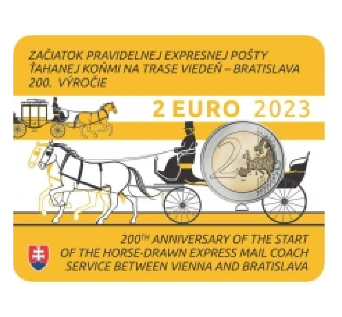 Slowakije 2 euro BU 2023 - 200ste verjaardag van de opening van de paardenpost op de route Wenen-Bratislava