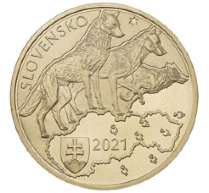 Slowakije 5 euro UNC 2021 - Fauna en Flora in Slowakije - Roofzuchtige wolf
