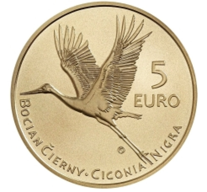 Slowakije 5 euro UNC 2023 - Fauna en Flora in Slowakije - Zwarte ooievaar