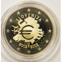 Slovenië 2 euro proof 2012 -  10 jaar eurocontant geld