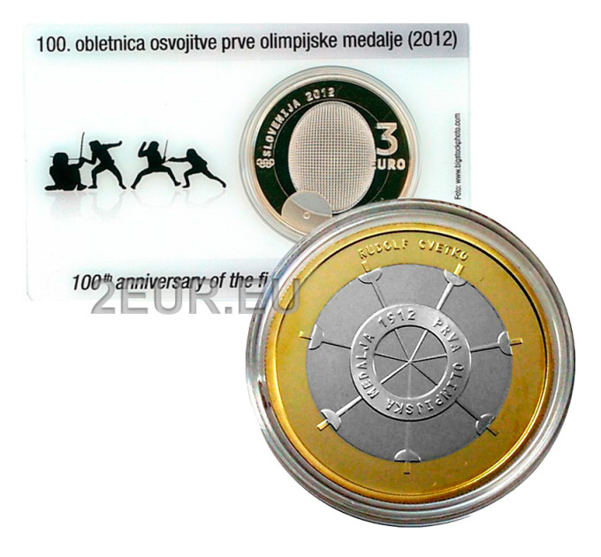 Slovenië 3 euro proof 2012 - 100ste verjaardag van de eerste Olympische medaille