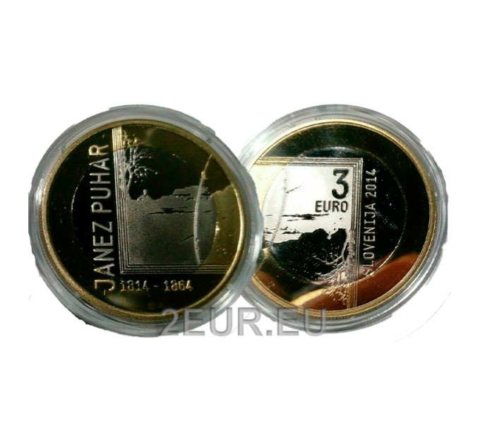 Slovenië 3 euro proof 2014 - 200ste geboortedag van fotograaf Janez Puhar