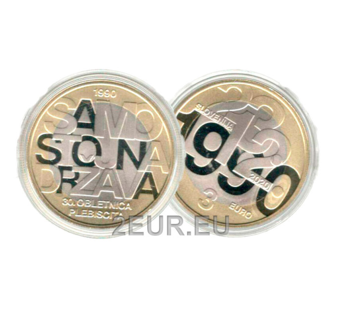 Slovenië 3 euro proof 2020 - 30e verjaardag van de volksraadpleging over de onafhankelijkheid van de Republiek Slovenië