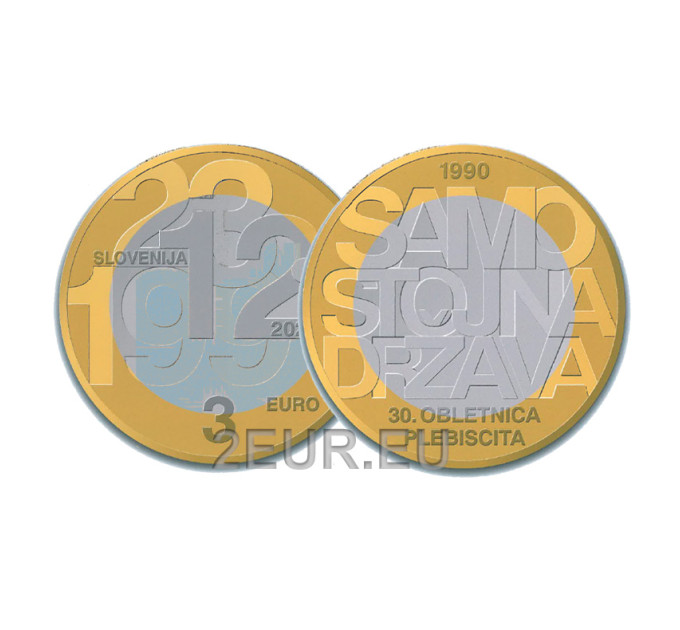 Slovenië 3 euro UNC 2020 - 30e verjaardag van de volksraadpleging over de onafhankelijkheid van de Republiek Slovenië