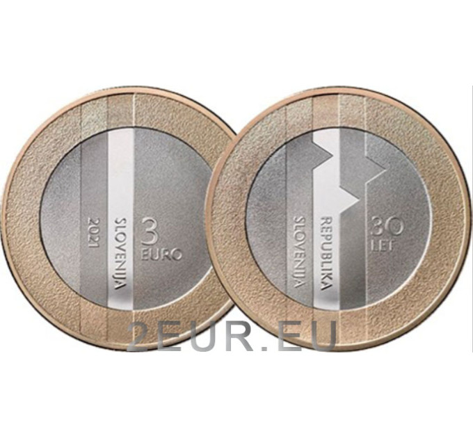Slovenië 3 euro UNC 2021 - 30ste verjaardag van de Republiek Slovenië