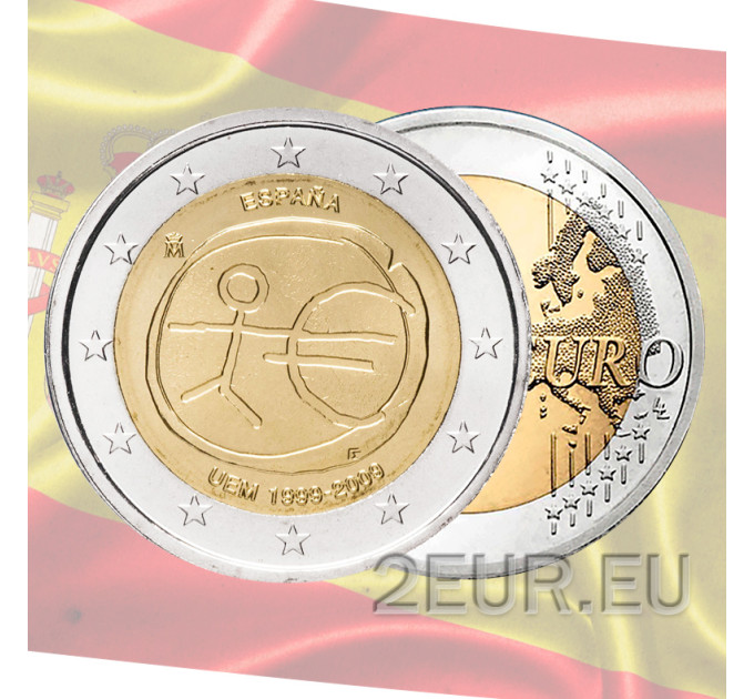 Spanje 2 euro UNC 2009 - 10 Jaar Euro - WWU - UEM