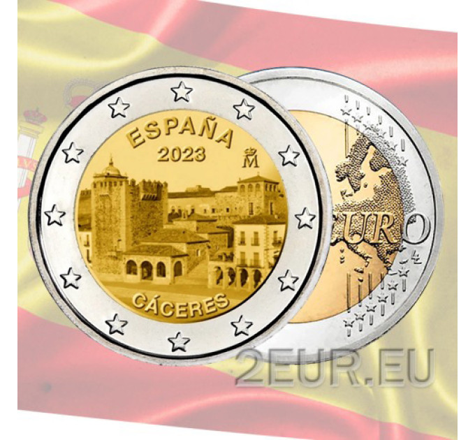 Spanje 2 euro UNC 2023 - UNESCO Werelderfgoed - Oude binnenstad van Cáceres