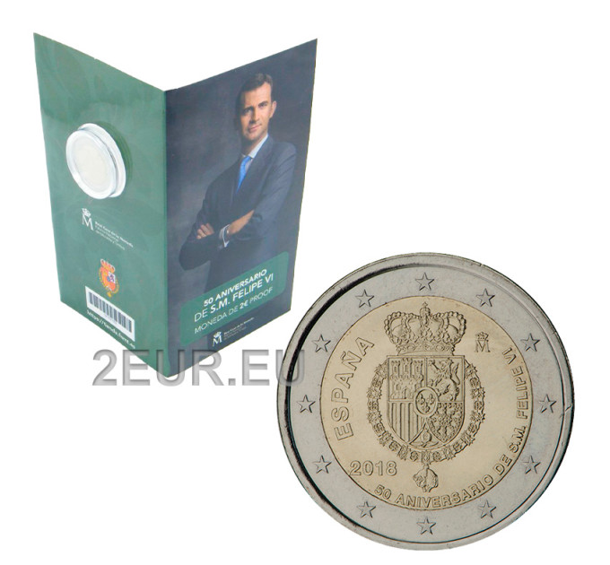 Spanje 2 euro proof 2018 - 50e verjaardag van Felipe VI van Spanje