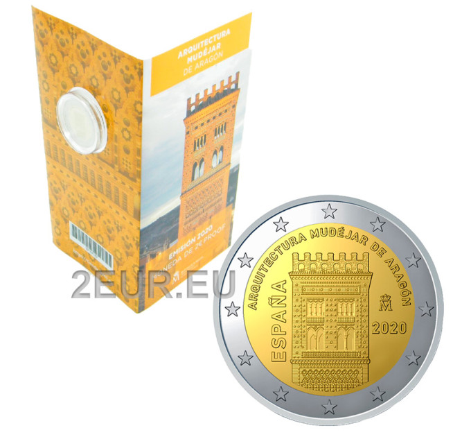 Spanje 2 euro proof 2020 - Mudejar-architectuur van Aragon