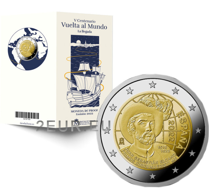 Spanje 2 euro proof 2022 - 500ste verjaardag van de eerste wereldreis door Juan Sebastian Elcano