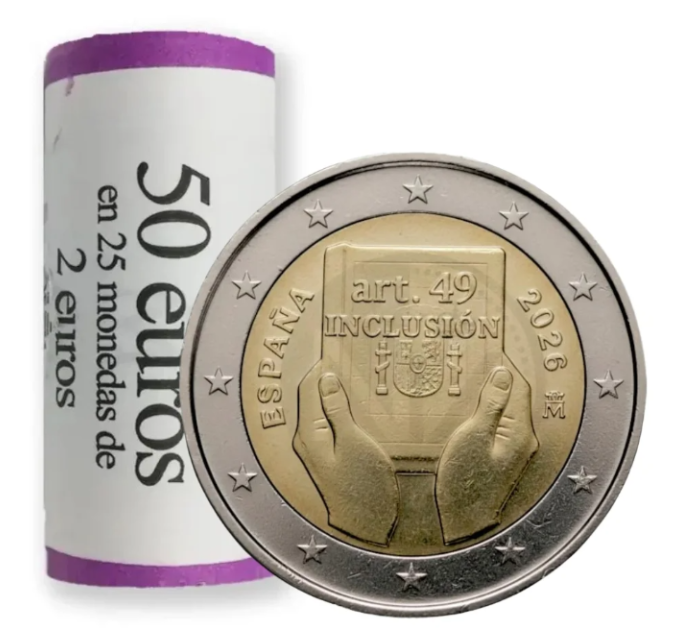 Spanje 2 euro UNC roll 2026 - Artikel 49: Handicap, bescherming, rechten en inclusie