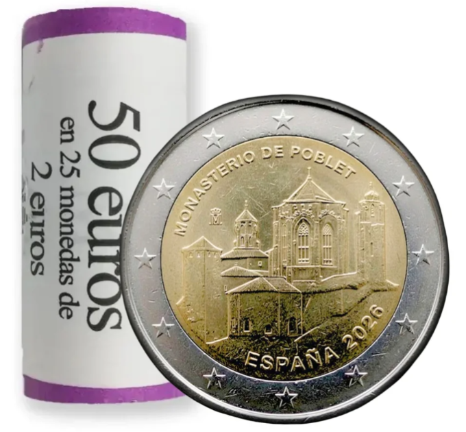 Spanje 2 euro UNC roll 2026 - Poblet-klooster