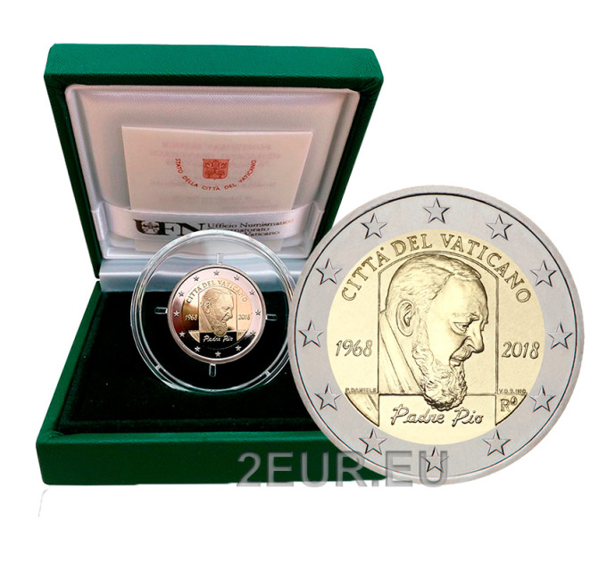 Vaticaan 2 euro proof 2018 - 50e sterfdag van Pater Pio