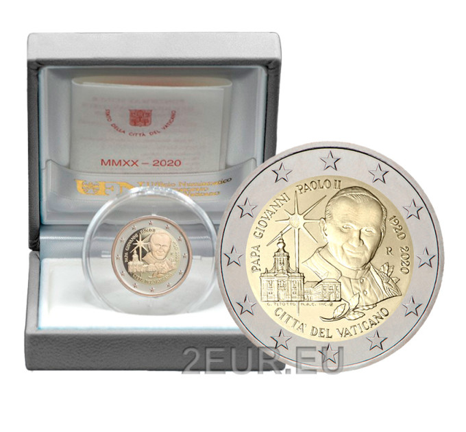 Vaticaan 2 euro proof 2020 - 100e geboortedag van paus Johannes Paulus II