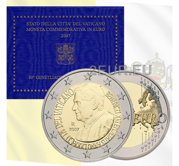 Vaticaan 2 euro BU 2007 - 80e geboortedag van paus Benedictus XVI