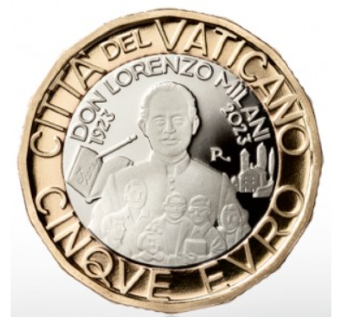 Vaticaan 5 euro proof 2023 - 100 jaar sinds de geboorte van Don Lorenzo Milani