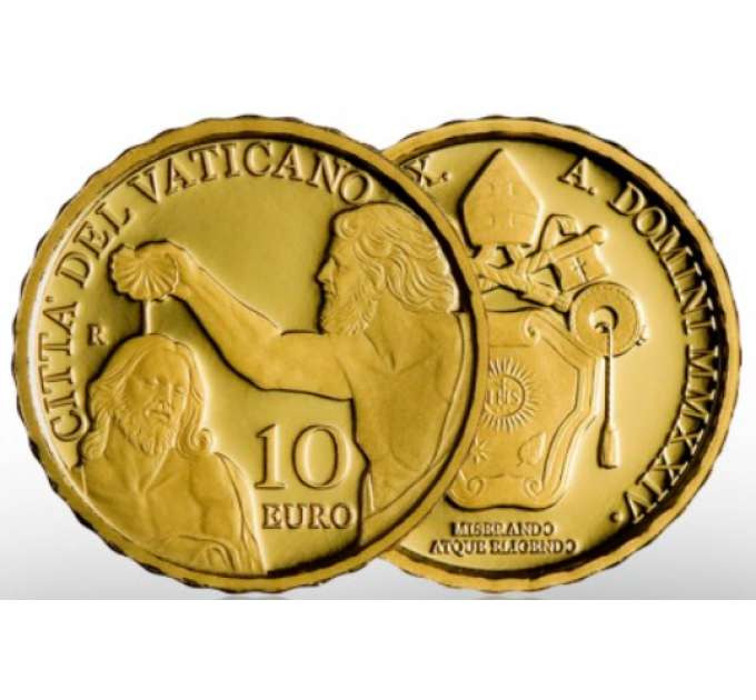 Vaticaan 10 euro goud proof 2024 - Doop