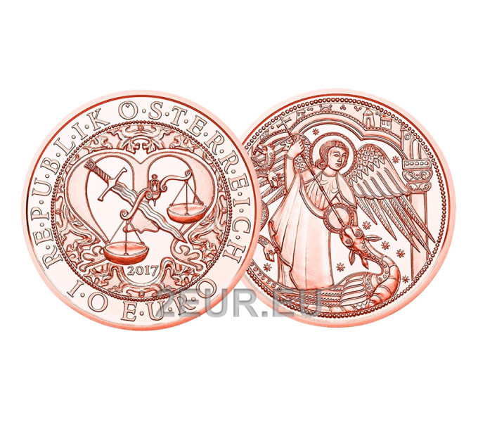 Austria 10 euro coin 2017 - Michael - the protecting angel