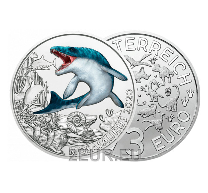  Oostenrijk 3 euromunt 2020 - Mosasaurus Hoffmanni