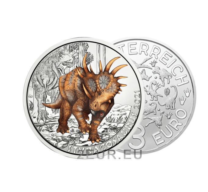 Oostenrijk 3 euromunt 2021-3 - Styracosaurus albertensis