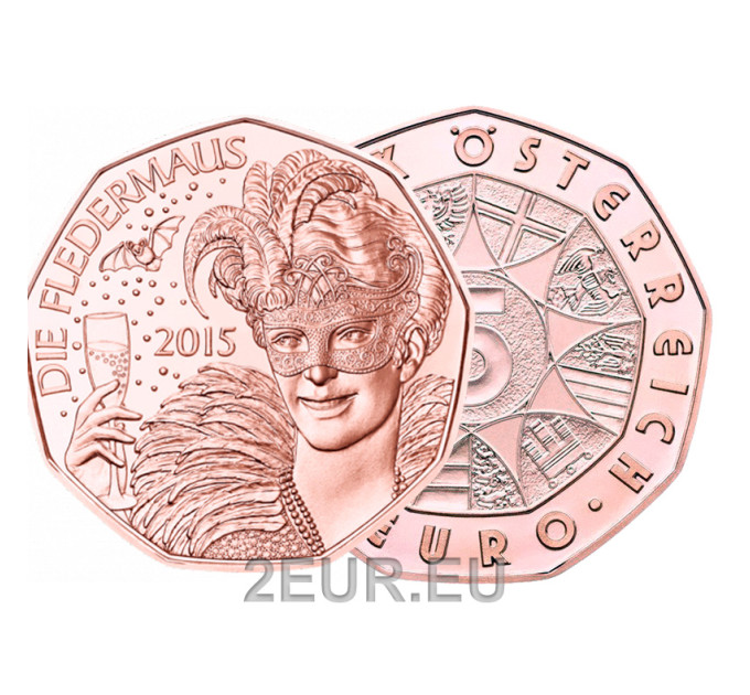 Oostenrijk 5 euromunt 2015 - De vleermuis