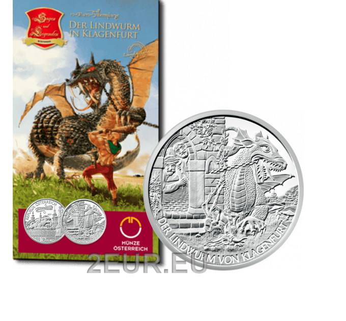  Oostenrijk 10 euromunt  Zilveren munt 2011 - De lindwurm in Klagenfurt