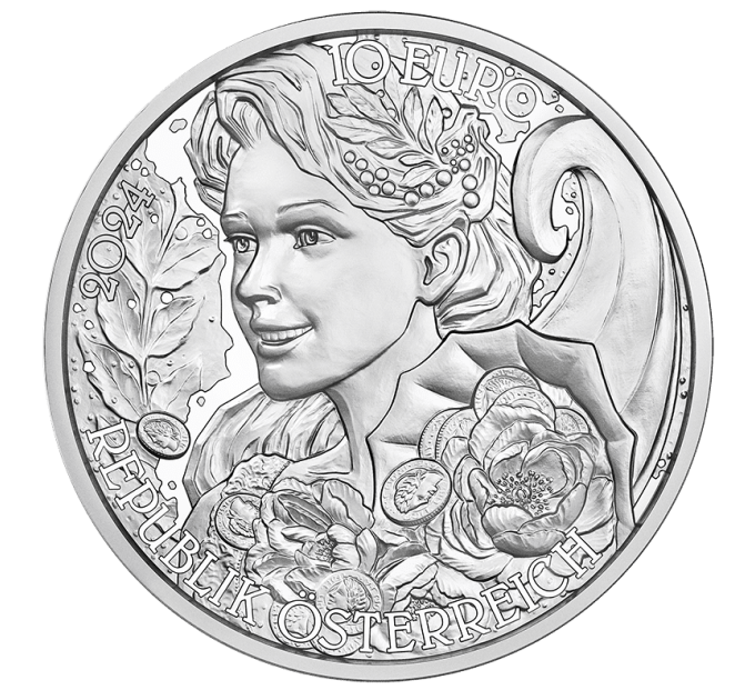 Oostenrijk 10 euro Zilveren munt 2024 - Pioen