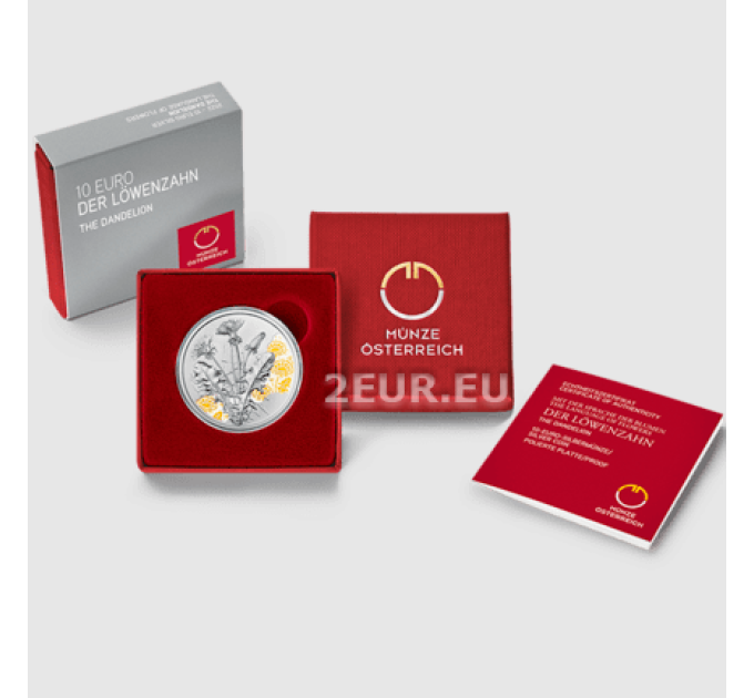 Oostenrijk 10 euro Zilveren munt Proof 2022 - DE PAARDEBLOEM